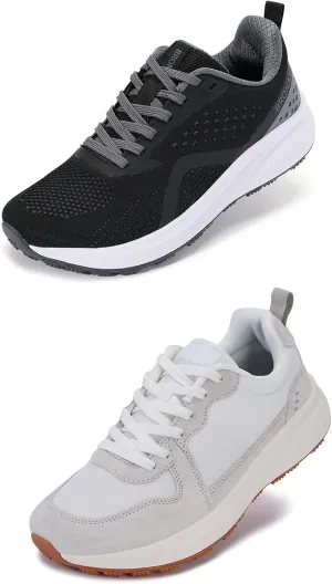 BRONAX Womens Wide Toe Box Shoes Black Grey Size 9w