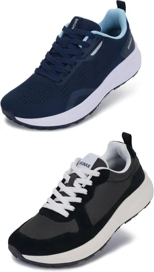 BRONAX Womens Wide Toe Box Shoes Blue and Black Size 9w