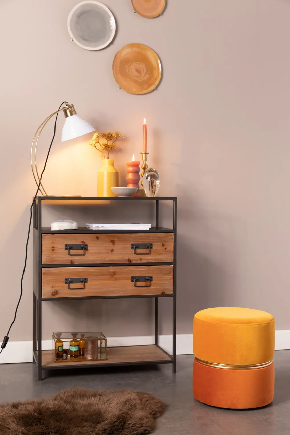 Orange Accent Stool | DF Bubbly Sun
