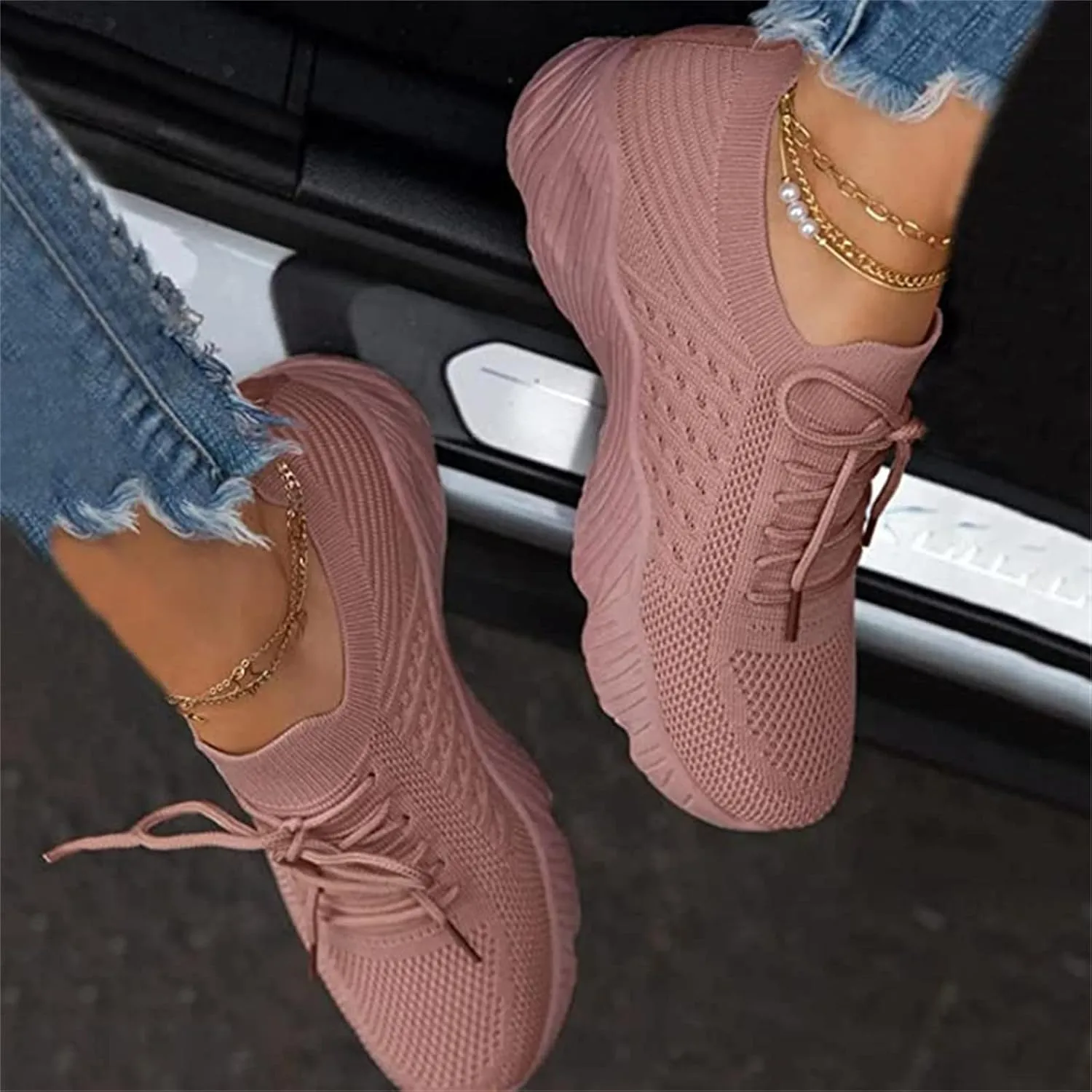 Sneakers For Women Trendy 2025 Slip On Walking Shoes Casual Athletic Gym Comfort Fashion Tennis Running Sneakers 2025