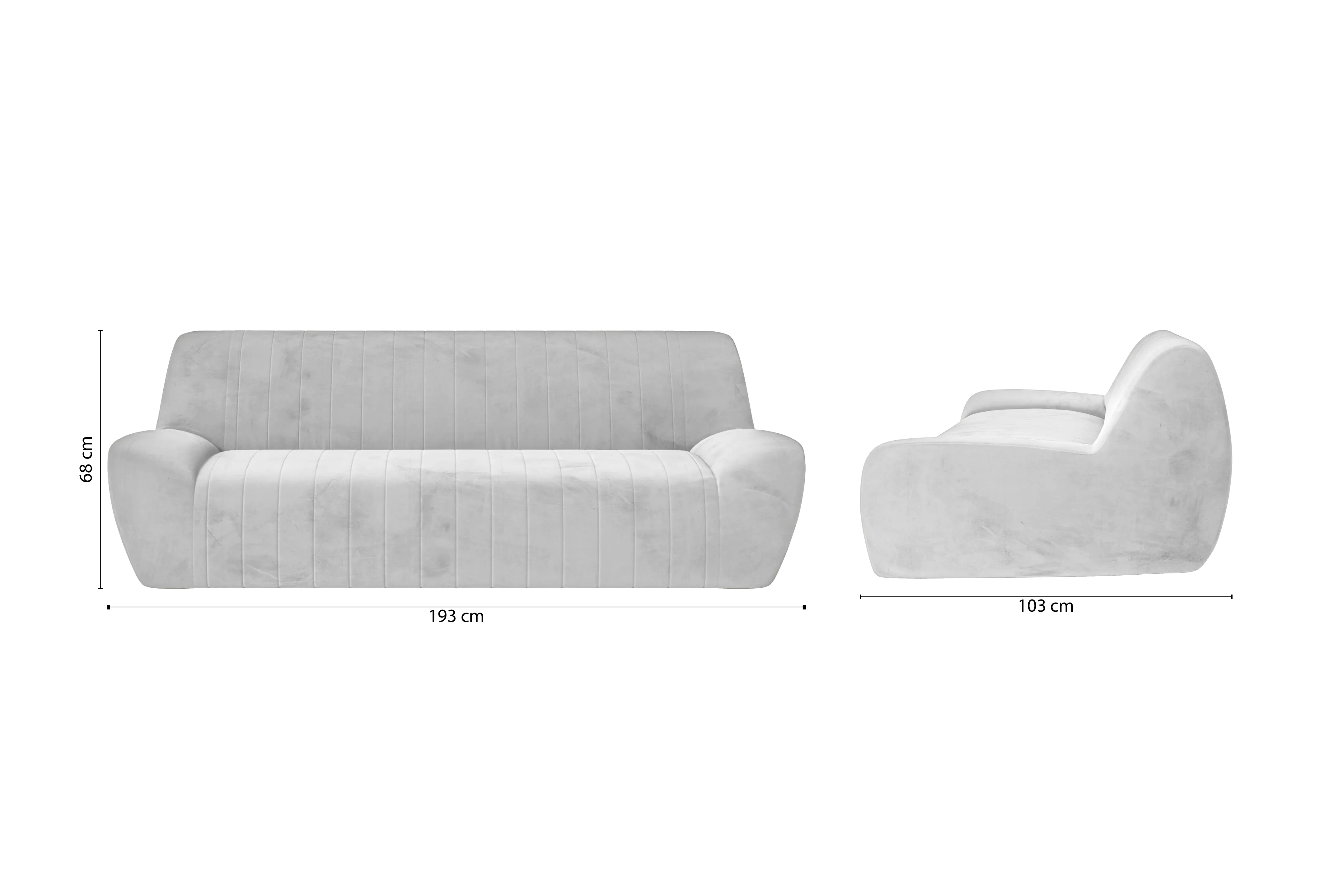 Trapani 3 Seater Sofa White Velvet