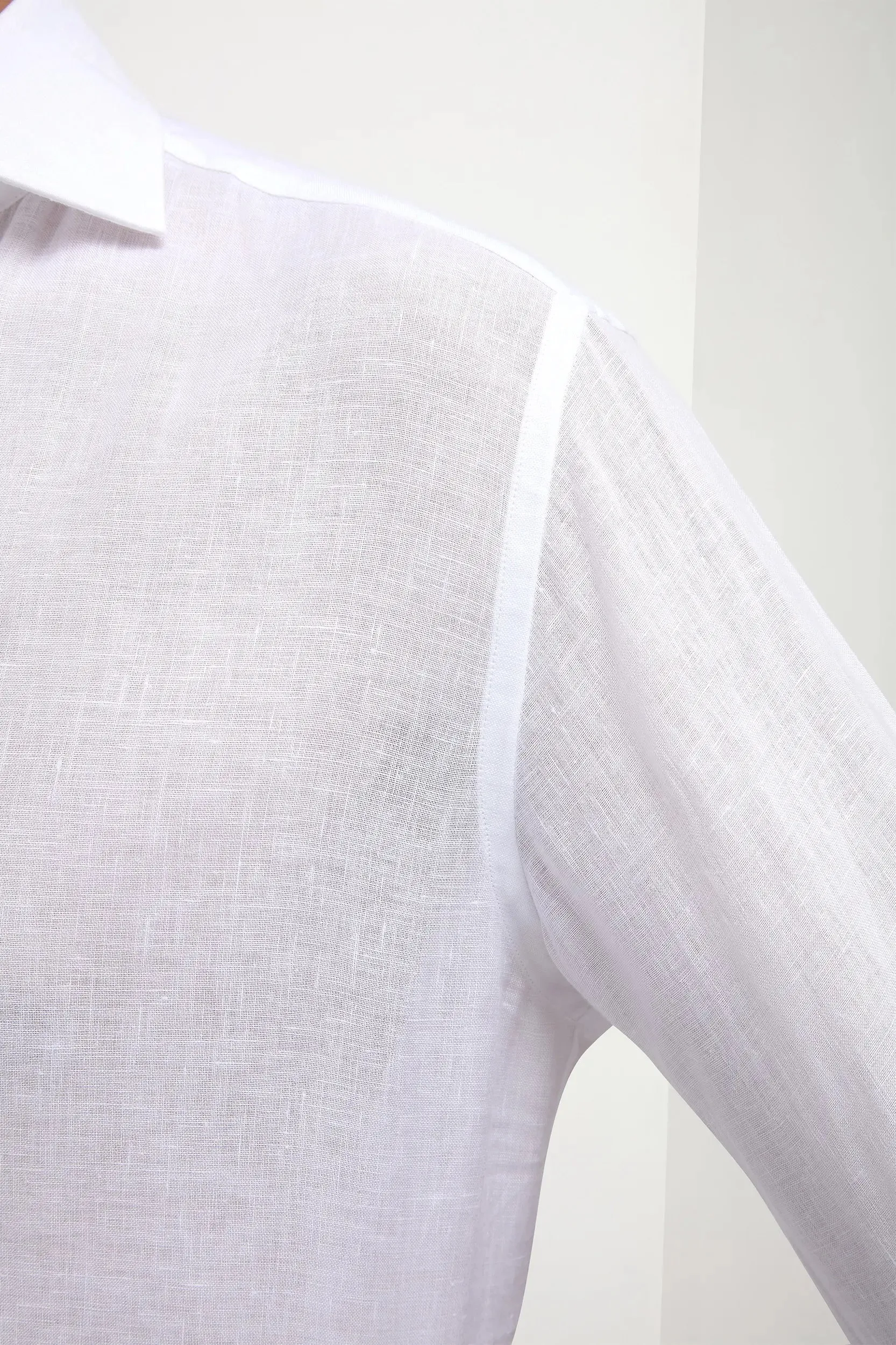 White linen popover shirt - Made in Italy