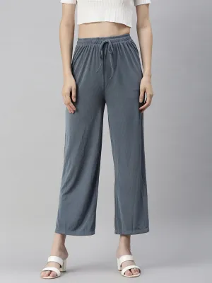 Women Blue Relaxed Fit High-Rise Trousers