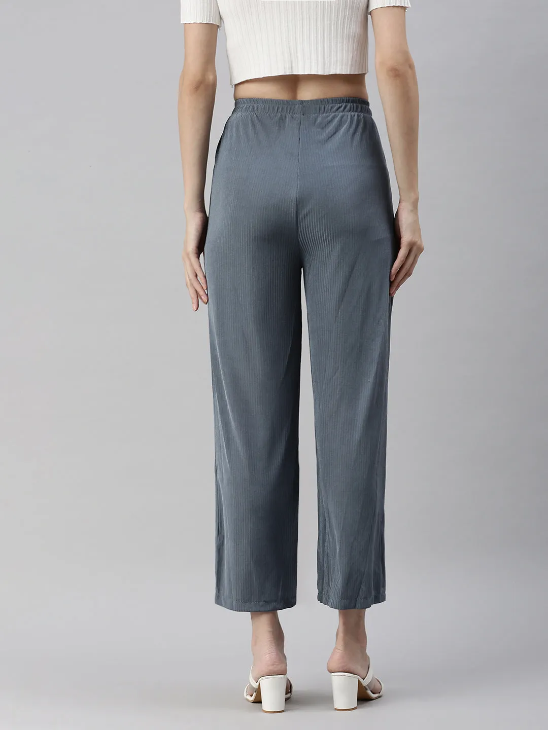 Women Blue Relaxed Fit High-Rise Trousers